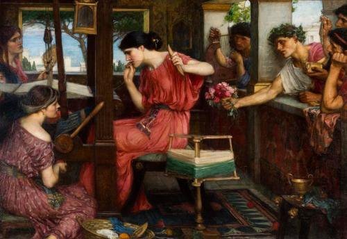 John William Waterhouse, Penelope and the Suitors (1912). Public domain.